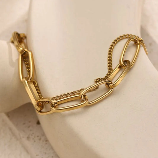 New Fashionable Titanium Steel Bracelet 18K Gold Leaf And Flower Design Stylish Women's Jewelry