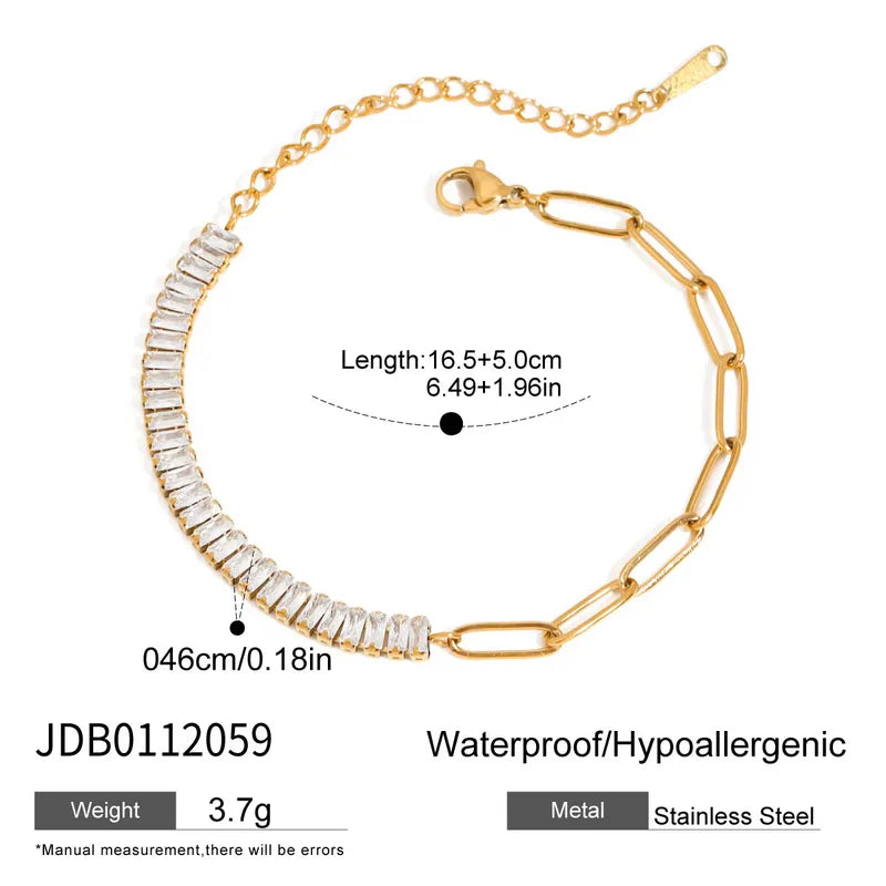 304 Stainless Steel Geometric Basic Modern Style Paperclip Tennis Chain Bracelets