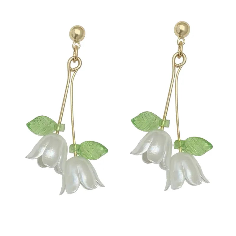 Flower Earrings Sweet Korean style flower Alloy women's drop Earrings
