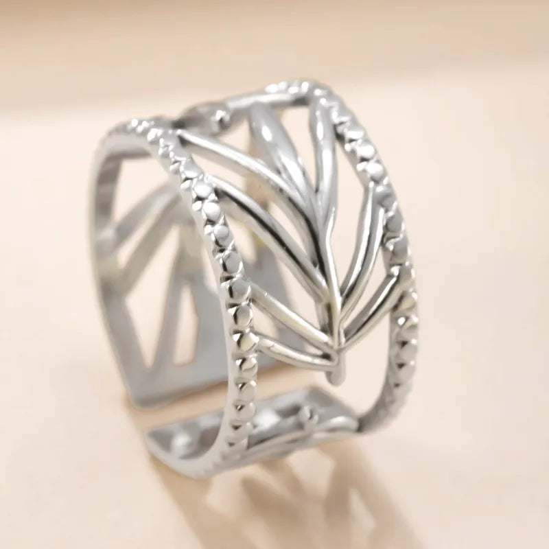 Irregular Geometric Lines 201 Stainless Steel Titanium Steel Open Rings Rings