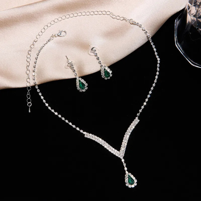 Super Shiny Crystal Claw Chain Necklace Women's Celebration Jewelry Diamond Copper Zircon Two-piece Set