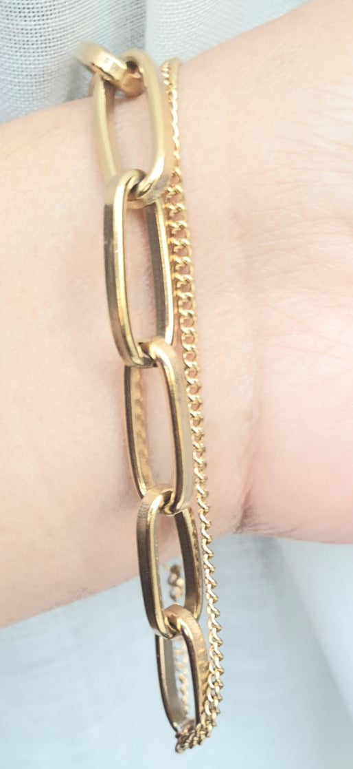 Elegant Double Chain butterfly titanium steel plating bracelets