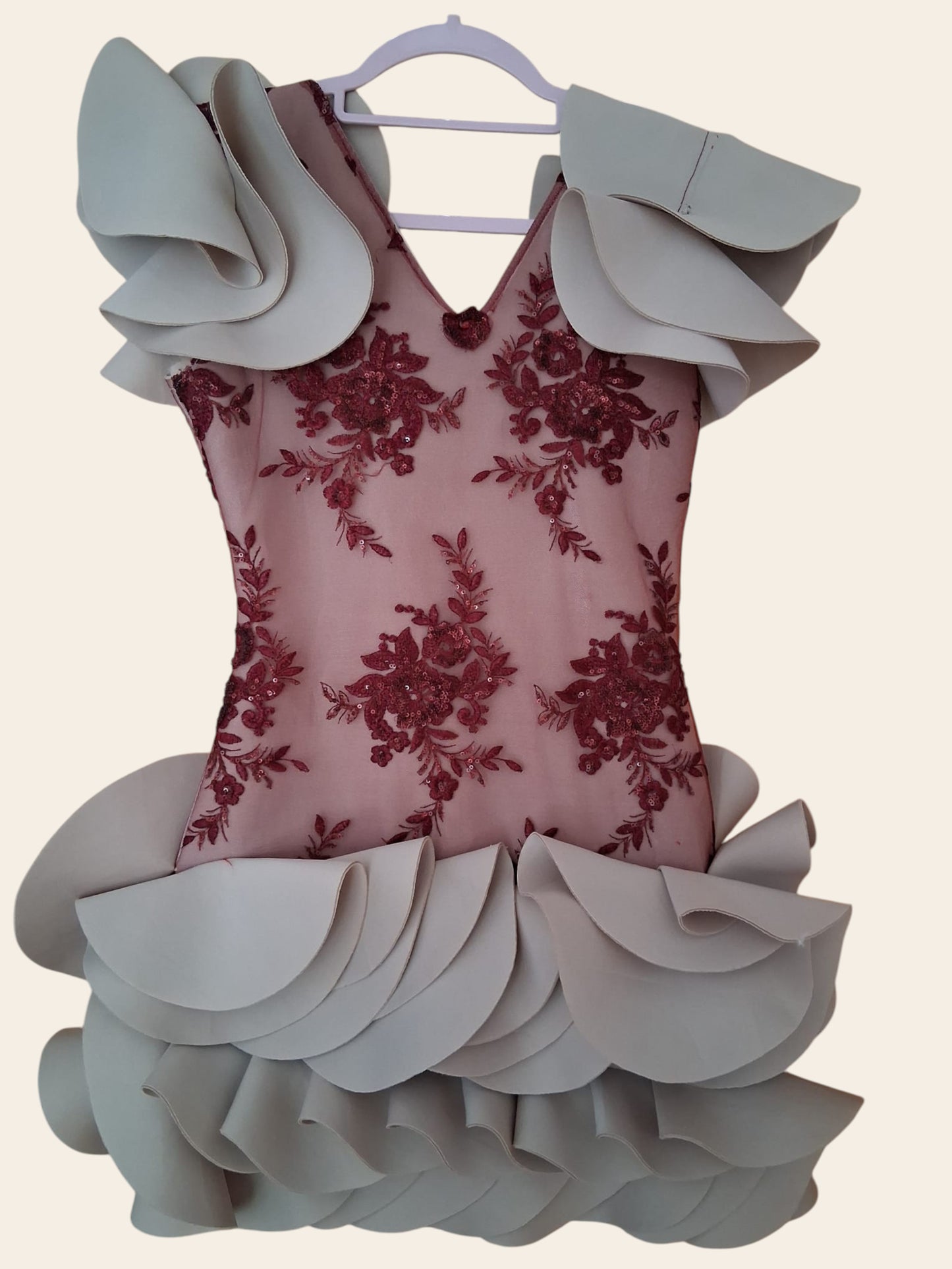 IDS 002-Ready Dress Satin Mehroon on Pink