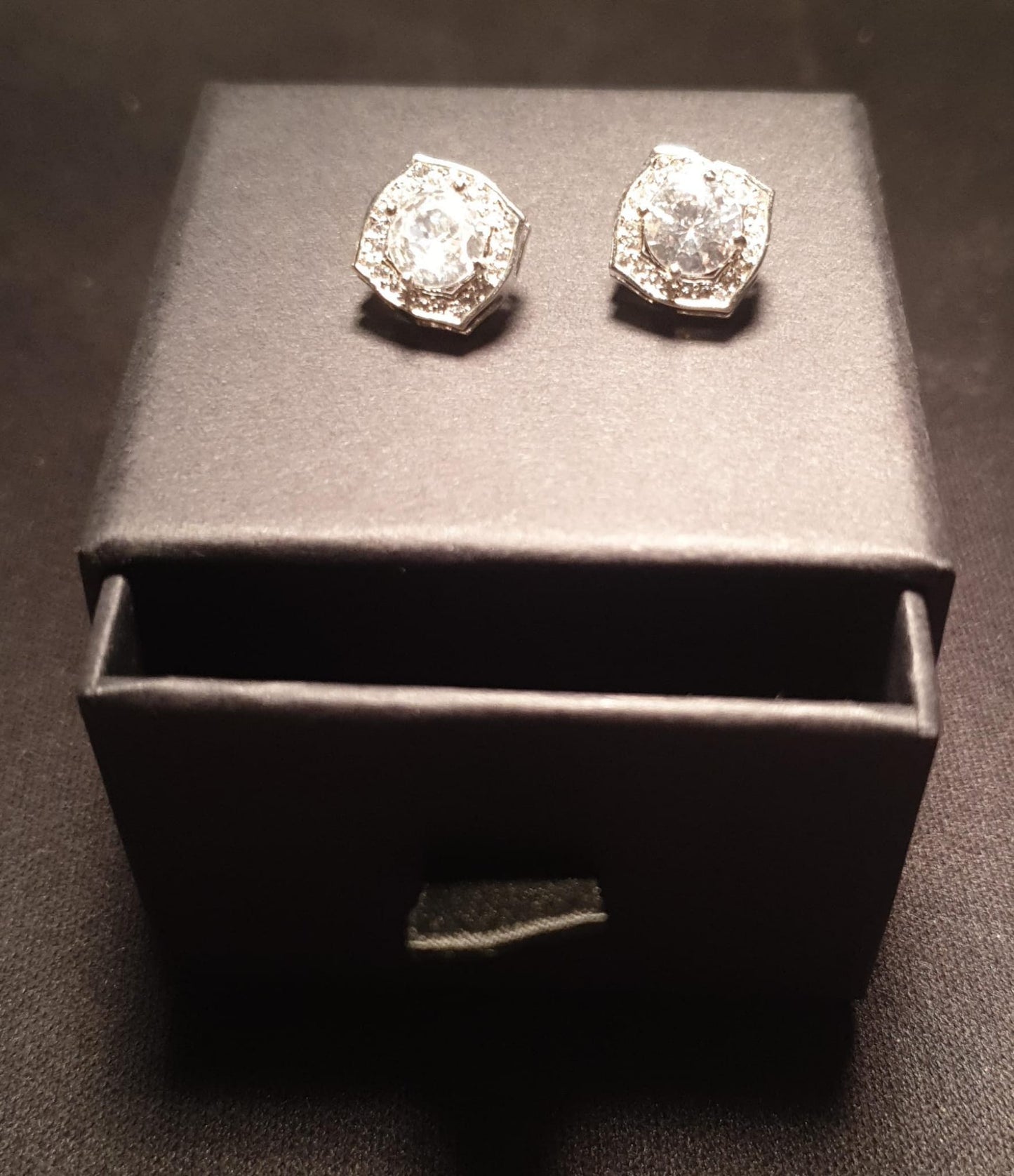 Shiny Square Shape Copper Artificial Diamond 14K Gold Plated 16K Gold Plated Ear Studs