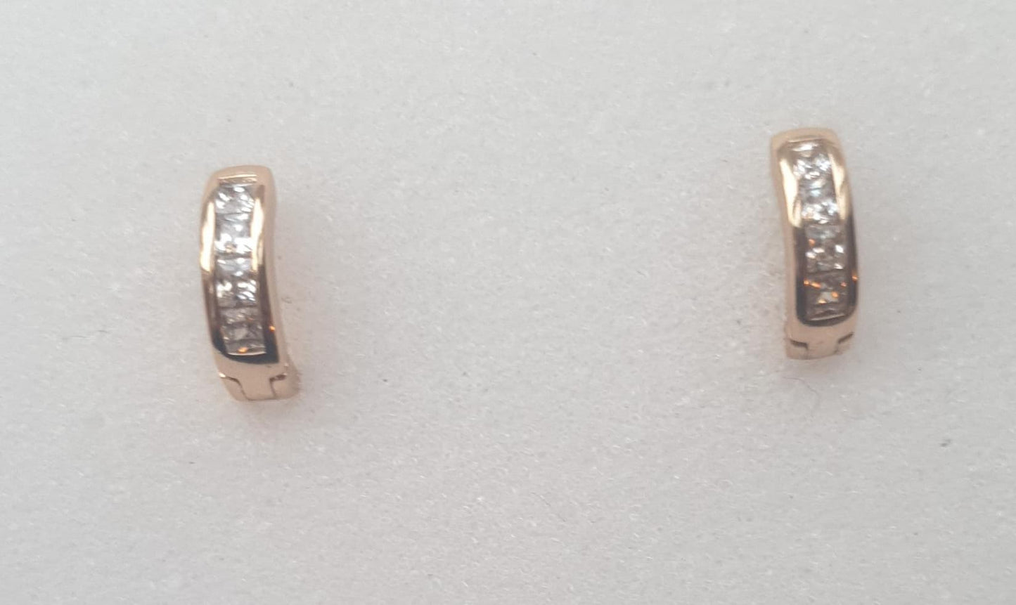 Copper 18K Gold Plated Inlay Geometric Artificial Gemstones Earrings