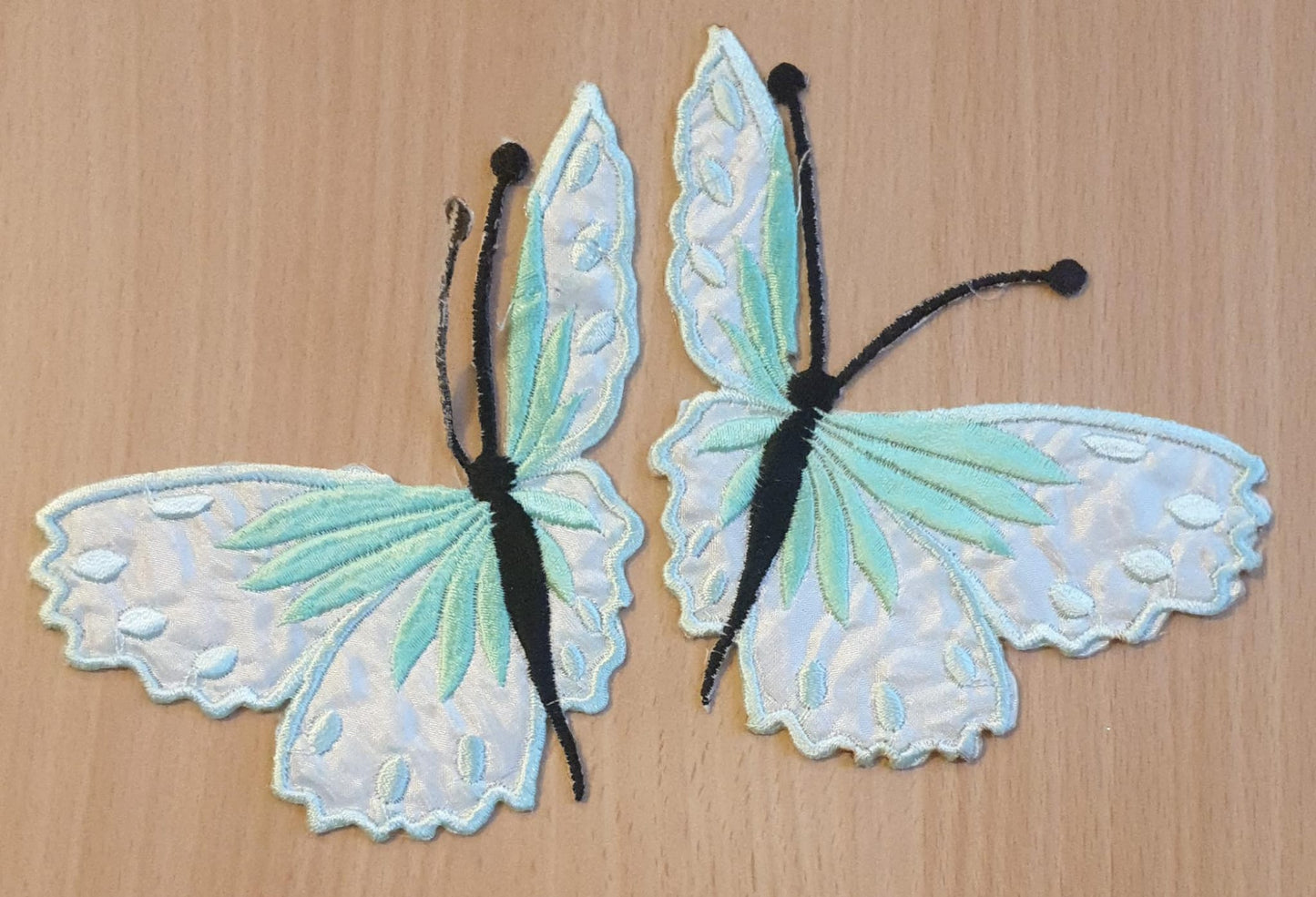 Vibrant Colour -Sky Blue- Butterfly Embroidered 13x10 cm Sew-On Glue-On Appliqué Patch