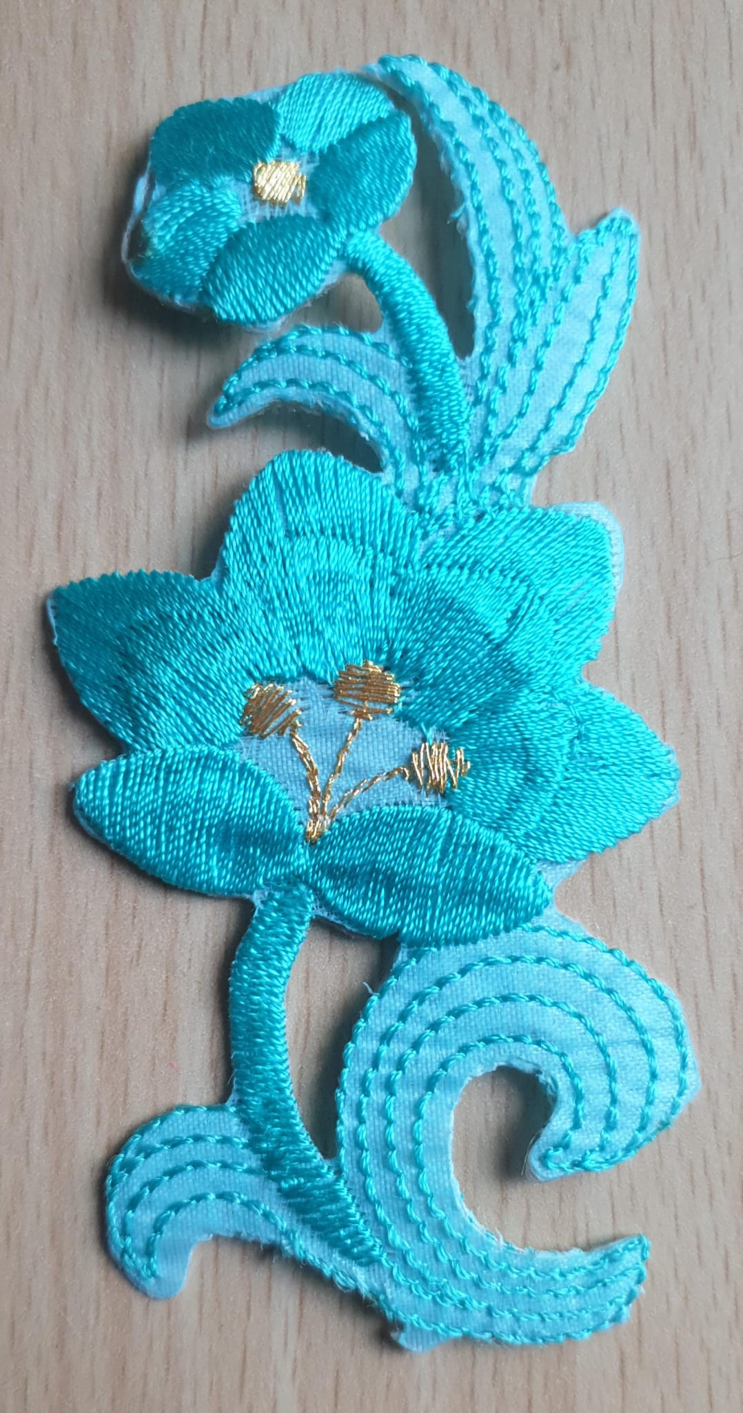 DIY Craft Blue Flower Single Embroidered 02