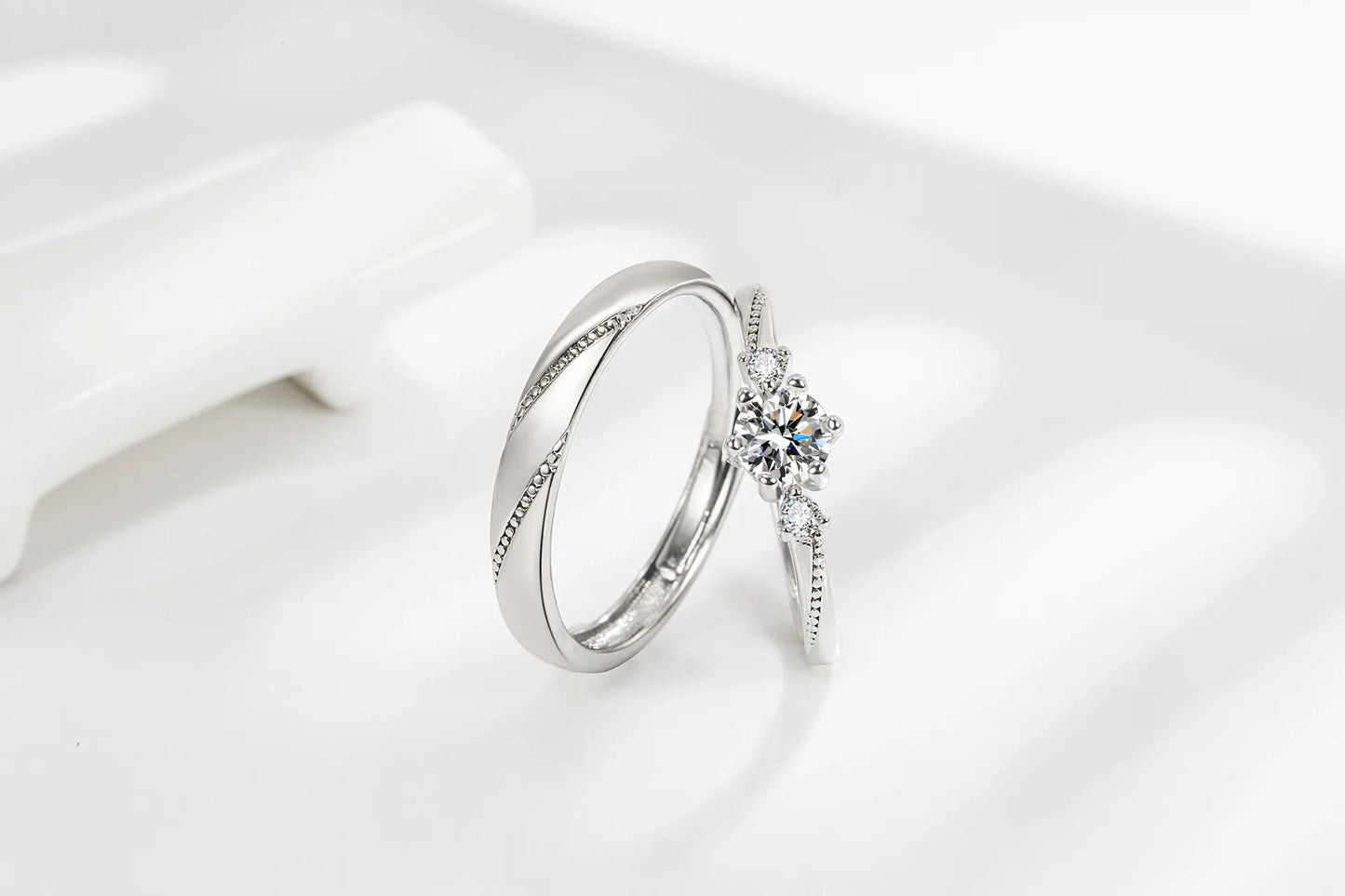 Men And Women Couple Ring Niche Design Filled With Zircon Opening Adjustable Pair Ring