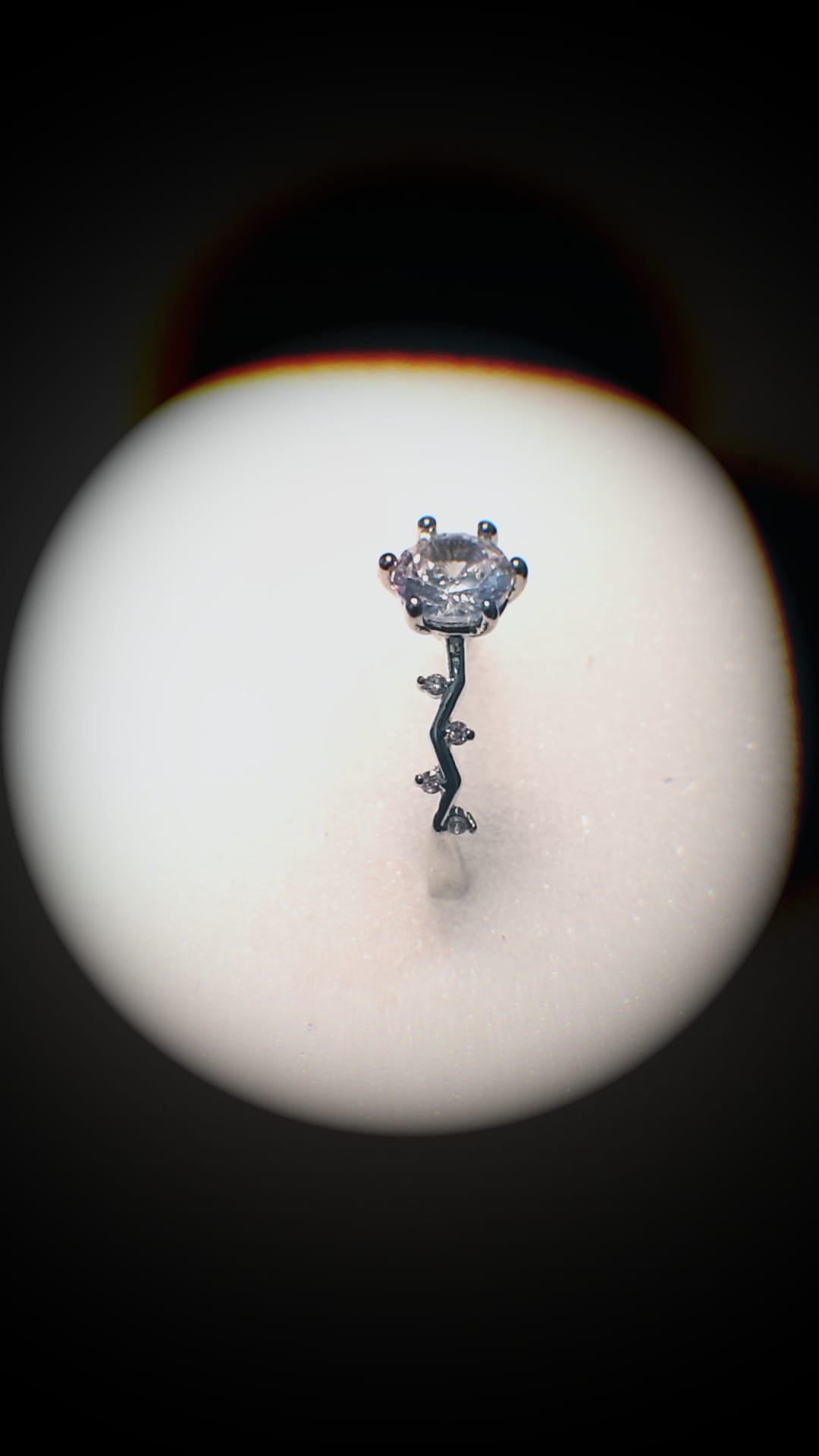 Simple Style Round Copper Inlay Zircon Ring