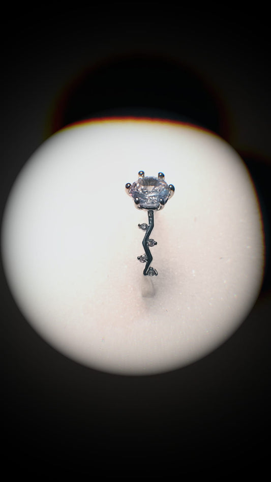 Simple Style Round Copper Inlay Zircon Ring