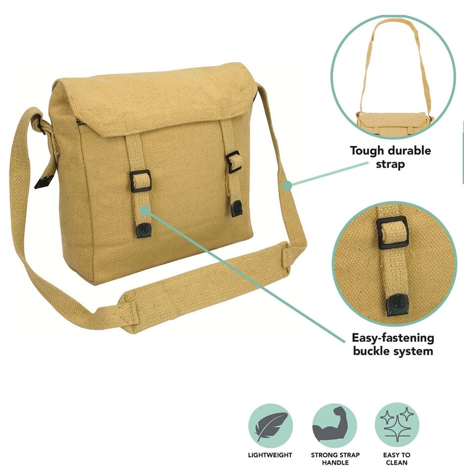 Canvas Web Pack Shoulder Bag - Beige