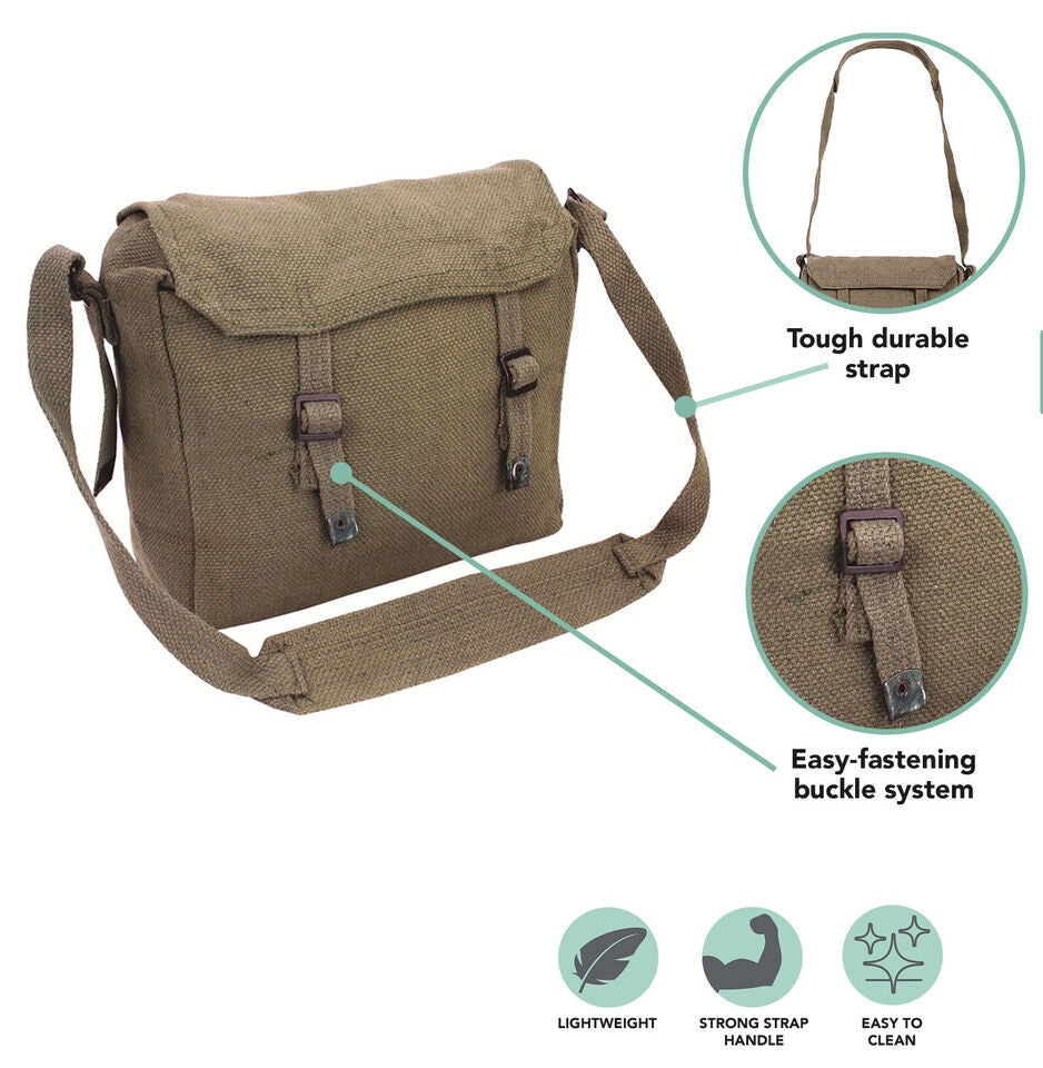 Canvas Web Pack Shoulder Bag - Green
