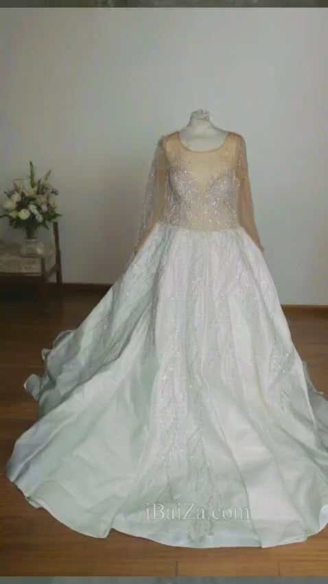 iBaiZa Satin Bridal Dress White Size 16