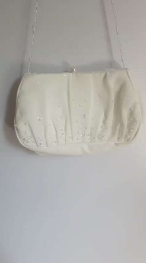 Stunning White Satin Beaded Holy Communion Bag