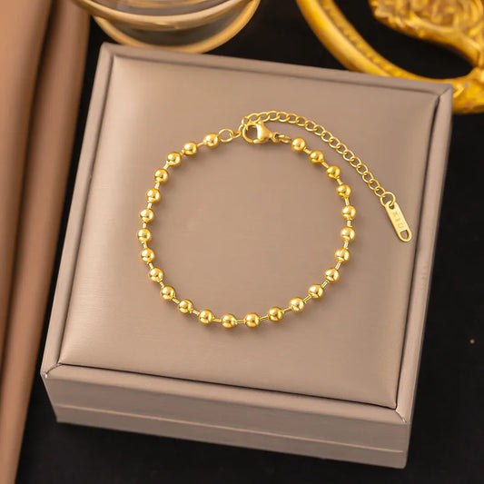 Ball Bead Chain Gold 304 Stainless Steel Geometric Basic Modern Style Bracelets