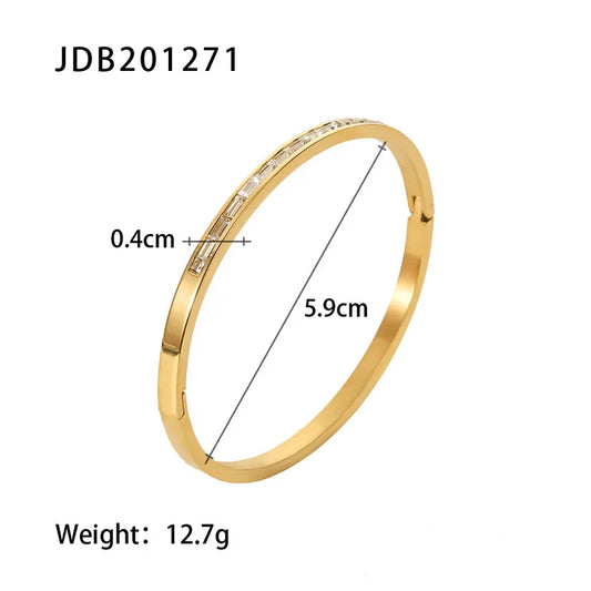 304 Stainless Steel Geometric Real Gold Plated Elegant Bangle