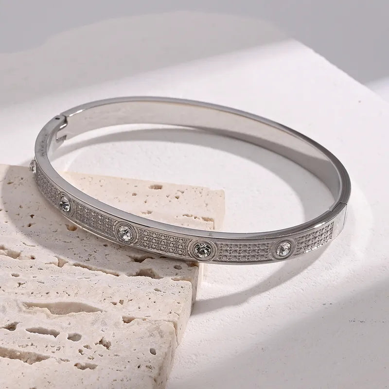 Casual Vacation Modern Style 304 Stainless Steel Rhinestones Bangle