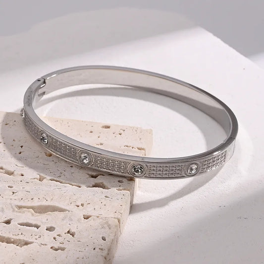 Casual Vacation Modern Style 304 Stainless Steel Rhinestones Bangle