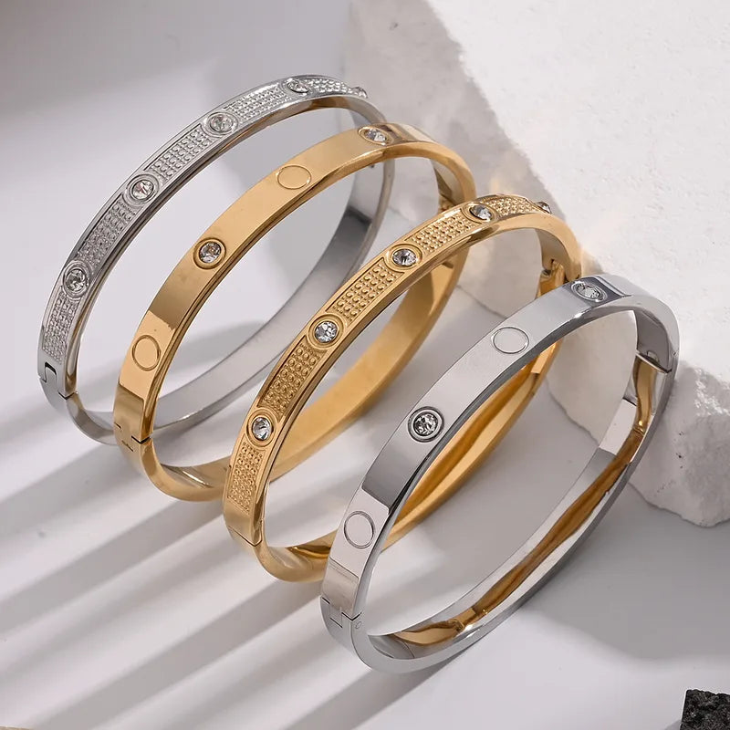 Casual Vacation Modern Style 304 Stainless Steel Rhinestones Bangle