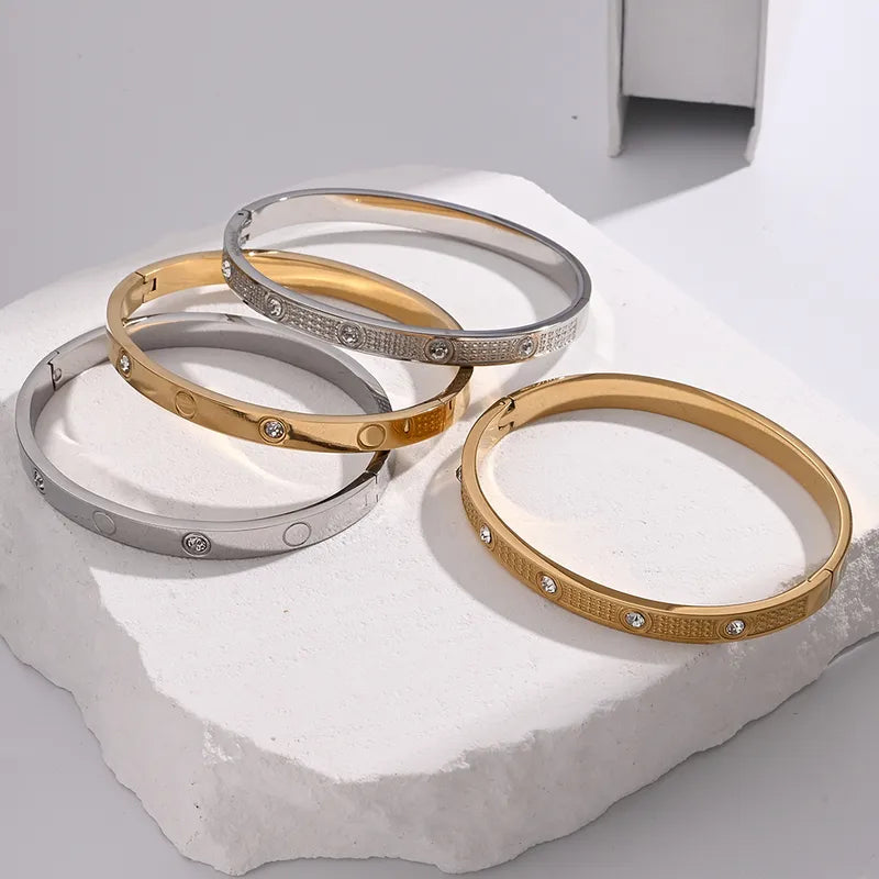 Casual Vacation Modern Style 304 Stainless Steel Rhinestones Bangle