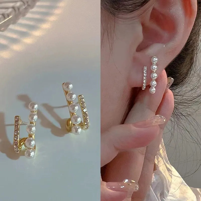 S925 silver pin retro pearl series earrings