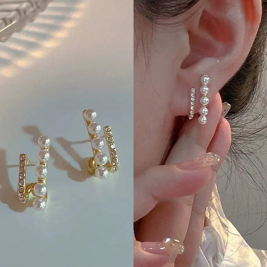 S925 silver pin retro pearl series earrings