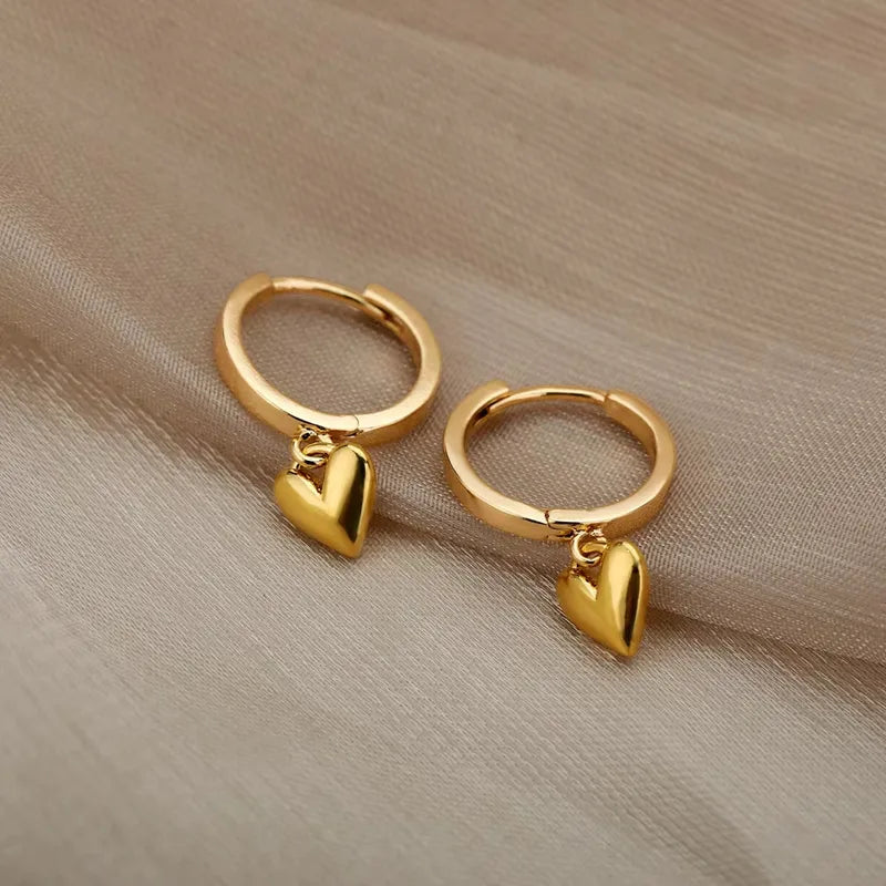 304 Stainless Steel Copper Geometric Heart Shape IG Style Sweet Drop Earrings Ear Studs
