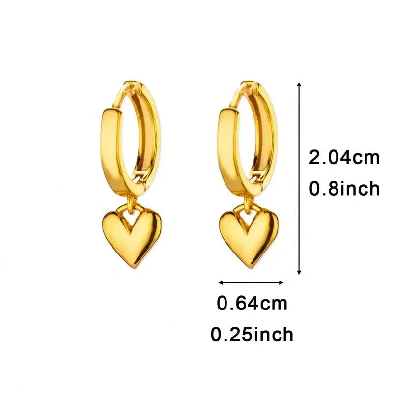 304 Stainless Steel Copper Geometric Heart Shape IG Style Sweet Drop Earrings Ear Studs