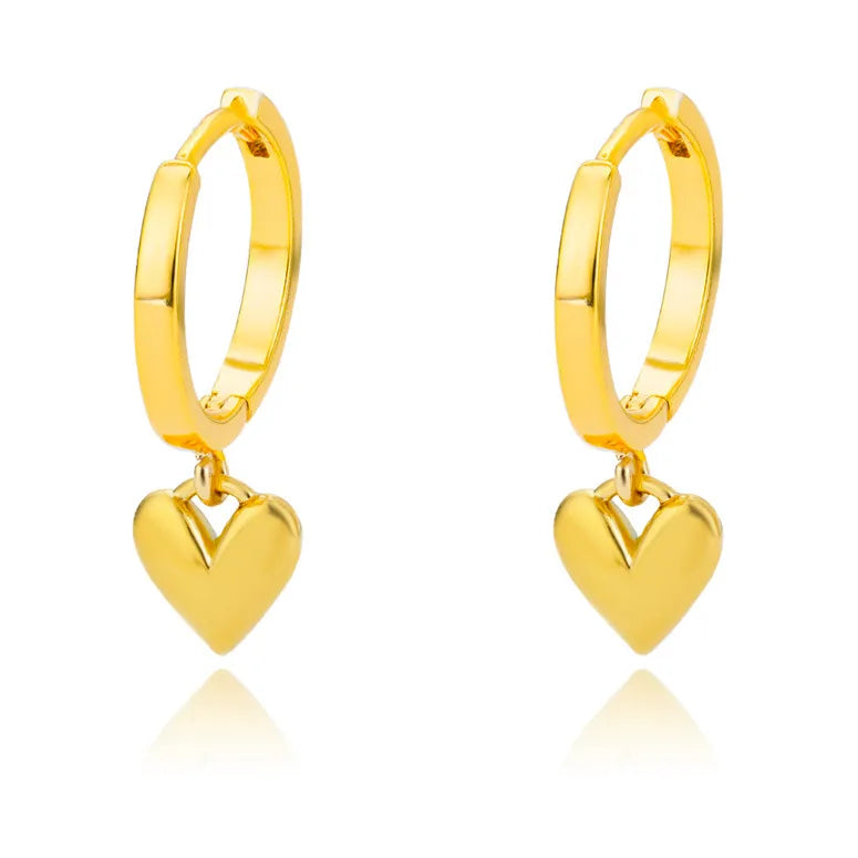 304 Stainless Steel Copper Geometric Heart Shape IG Style Sweet Drop Earrings Ear Studs