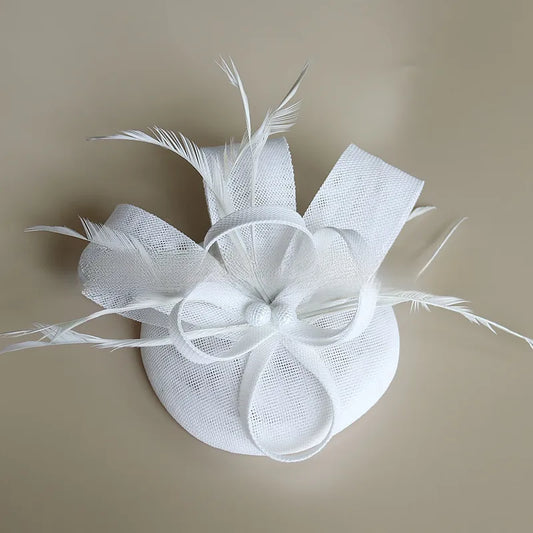 Vintage Bride Headwear Floral Hair Accessories Linen Fabric Hat Suitable for Racing Festival Tea Party