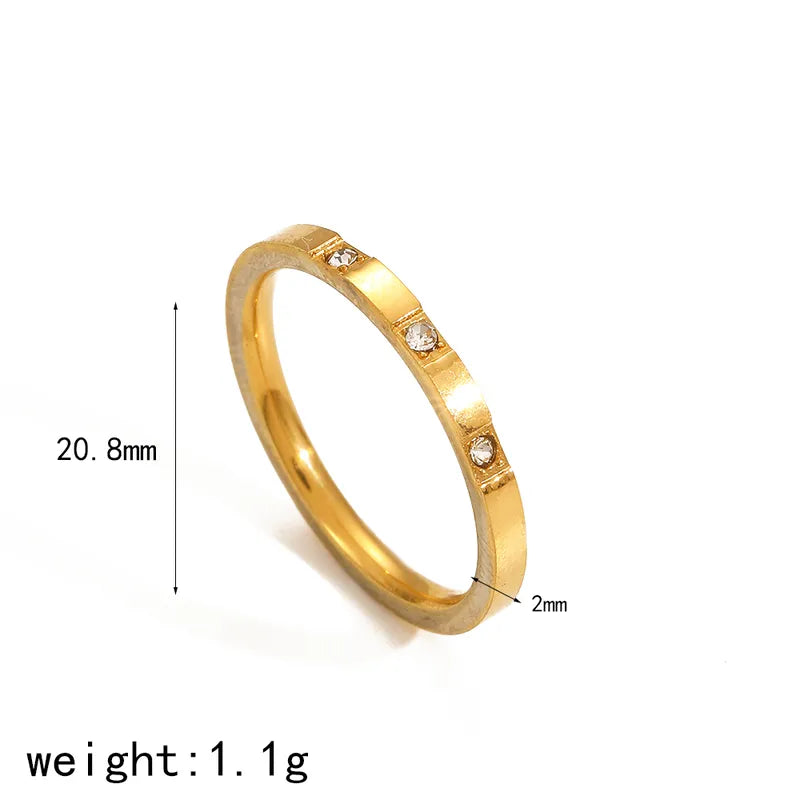 PVD Coated Real Gold Plated Golden Geometric 304 Stainless Steel IG Style Rings
