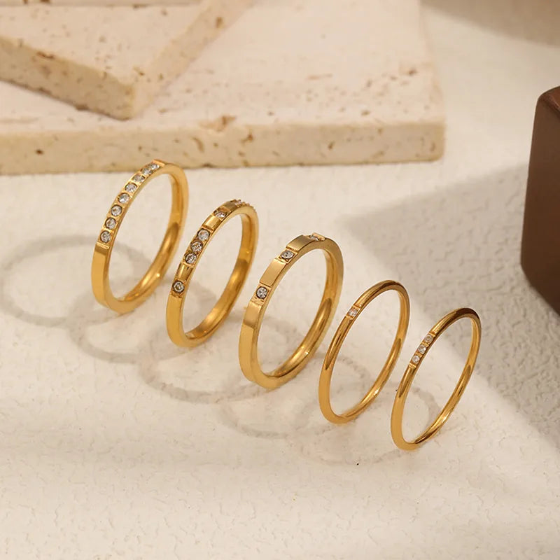 PVD Coated Real Gold Plated Golden Geometric 304 Stainless Steel IG Style Rings