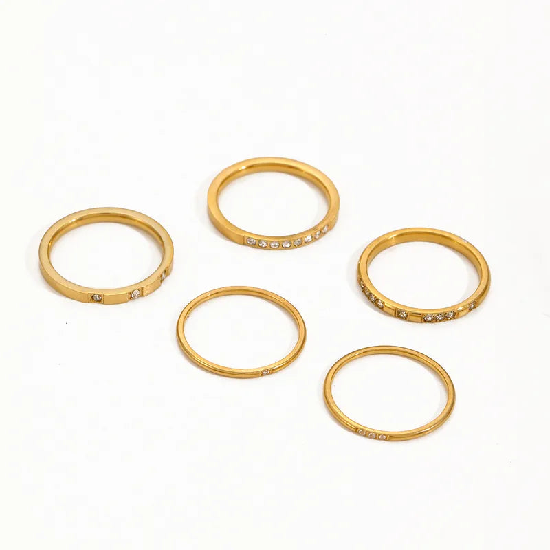 PVD Coated Real Gold Plated Golden Geometric 304 Stainless Steel IG Style Rings