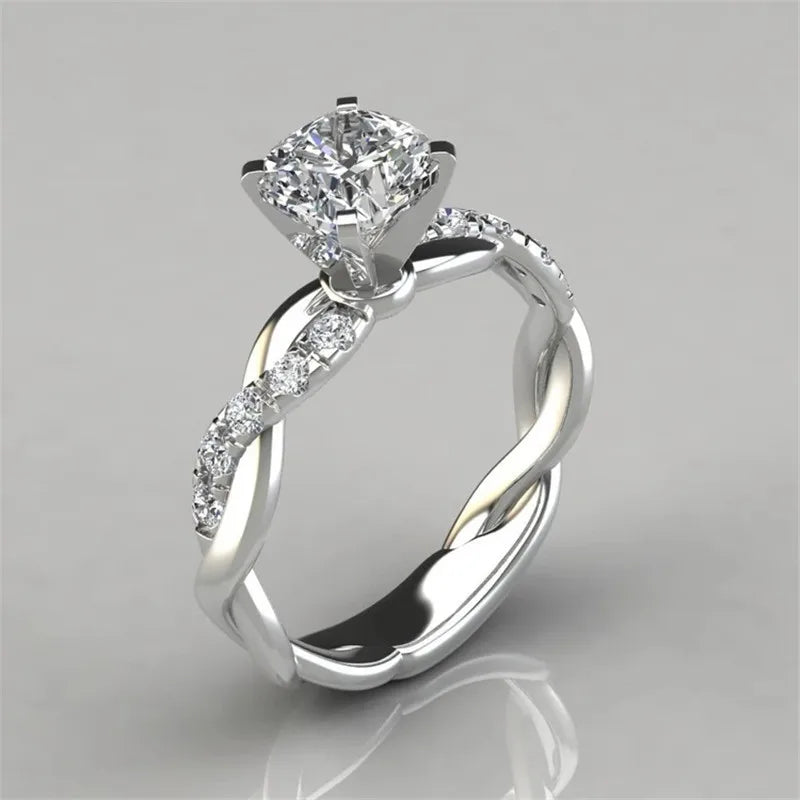 White Gold Color-Alloy plating inlay artificial gemstones rhinestones women's rings