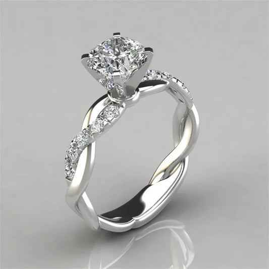 White Gold Color-Alloy plating inlay artificial gemstones rhinestones women's rings