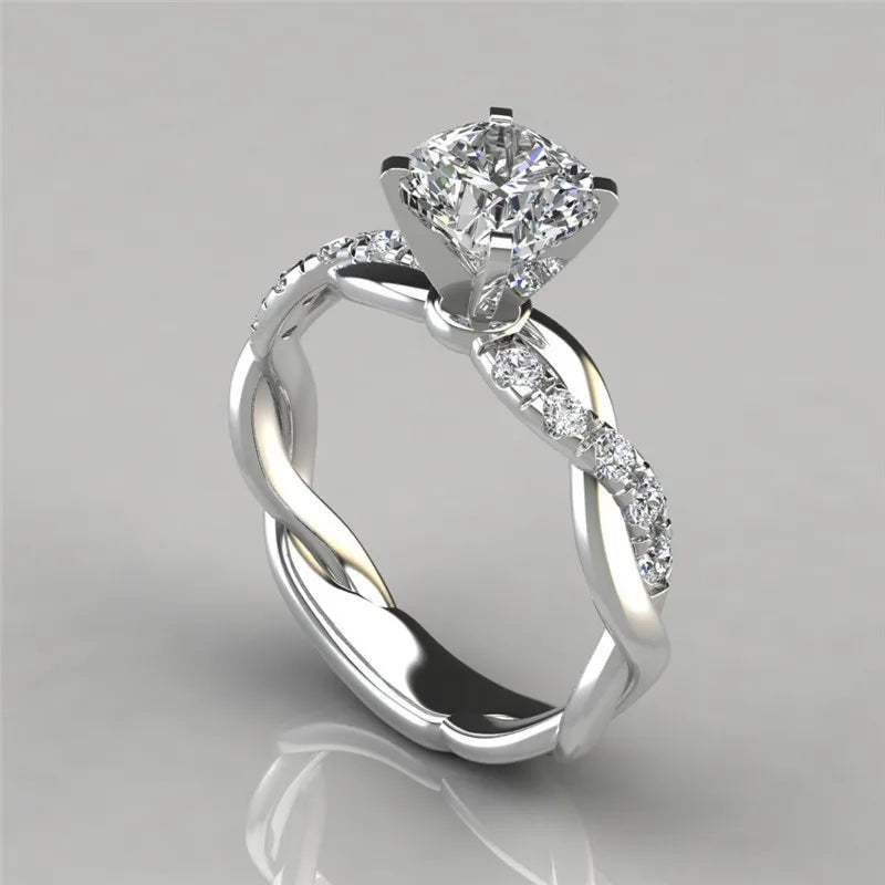White Gold Color-Alloy plating inlay artificial gemstones rhinestones women's rings