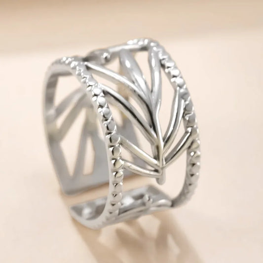 Irregular Geometric Lines 201 Stainless Steel Titanium Steel Open Rings Rings