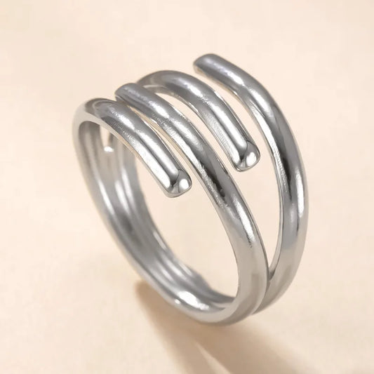 Cross-wire Geometric Lines 201 Stainless Steel Titanium Steel Open Rings