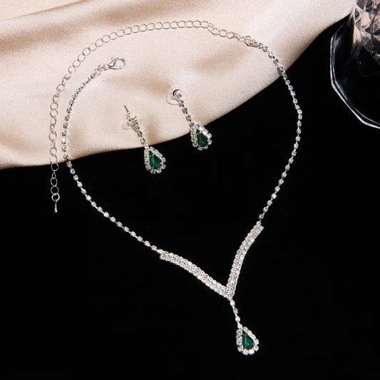Super Shiny Crystal Claw Chain Necklace Women's Celebration Jewelry Diamond Copper Zircon Two-piece Set