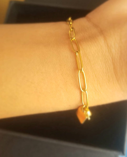 Elegant Gold Square End Titanium Steel Plating Bracelets