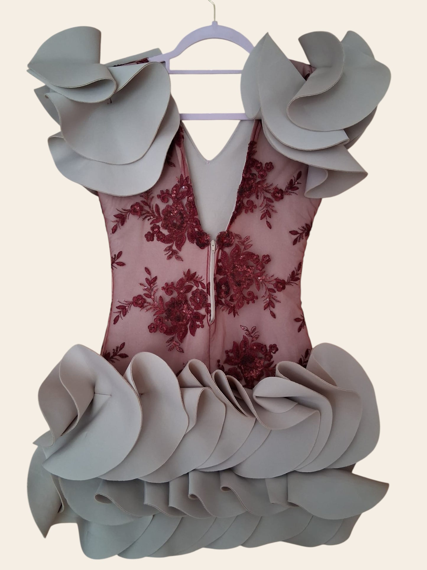 IDS 002-Ready Dress Satin Mehroon on Pink