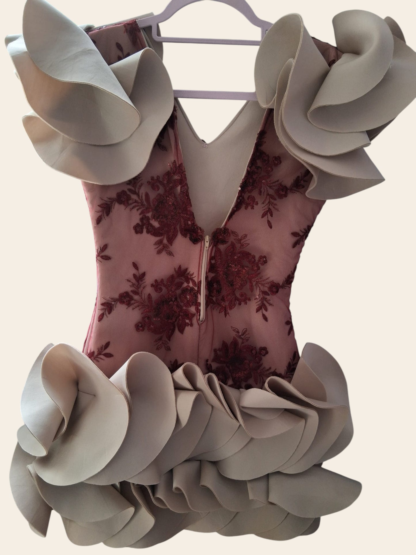 IDS 002-Ready Dress Satin Mehroon on Pink