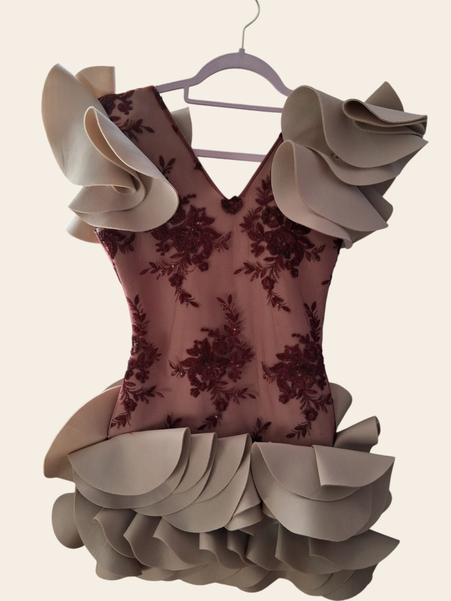 IDS 002-Ready Dress Satin Mehroon on Pink