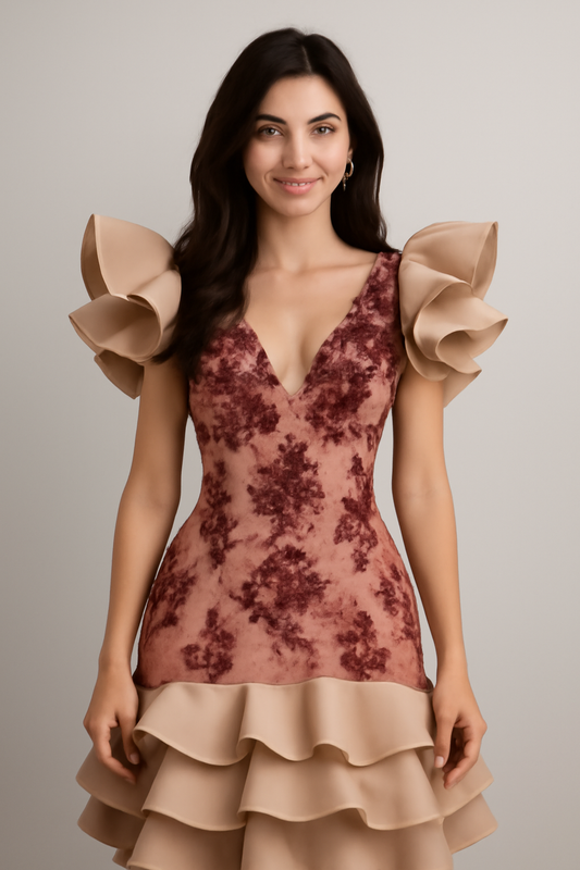 IDS 002-Ready Dress Satin Mehroon on Pink
