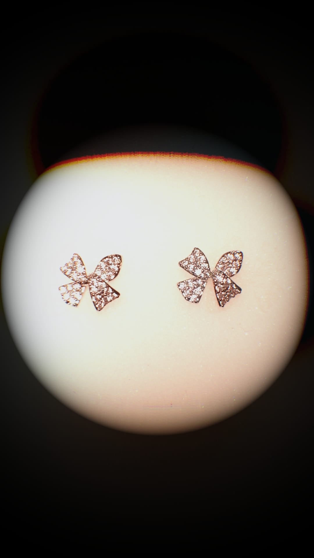 Casual Shiny Bow Shape Inlay Copper Artificial Ear Studs