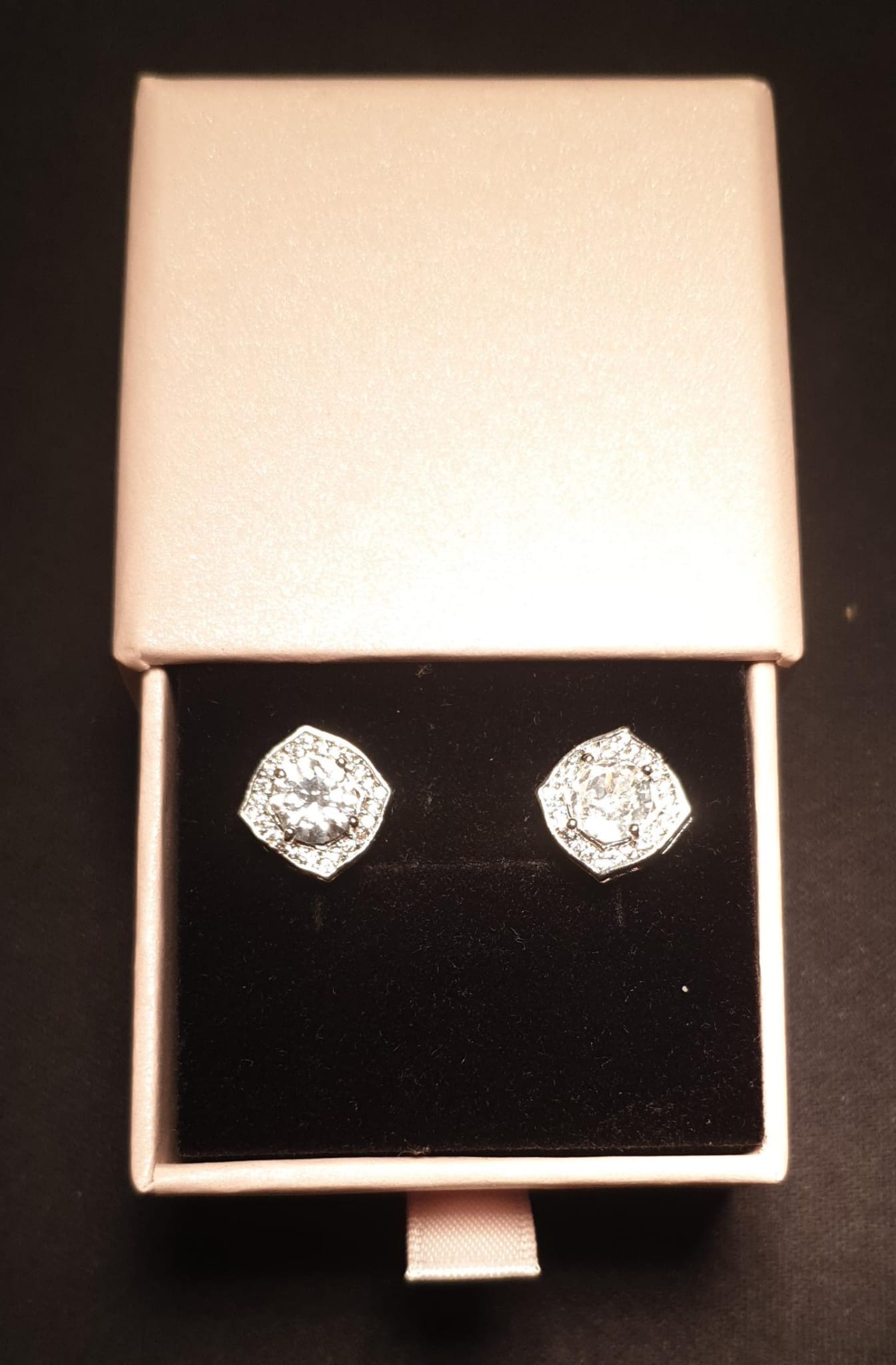 Shiny Square Shape Copper Artificial Diamond 14K Gold Plated 16K Gold Plated Ear Studs
