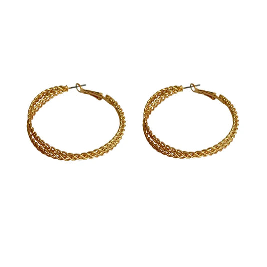 1 Pair Retro Geometric Metal Women's Hoop Earrings