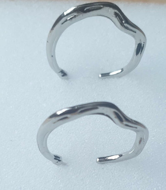Cool Style Spice Girl's Silver irregular concave and convex wave earrings