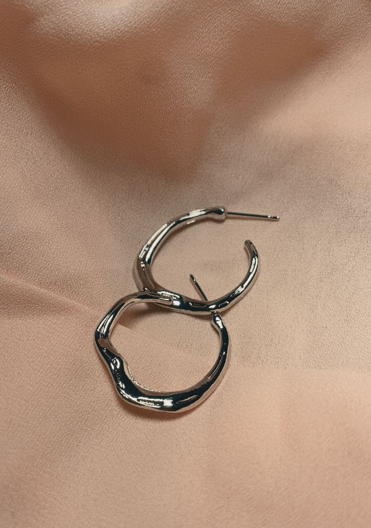 Cool Style Spice Girl's Silver irregular concave and convex wave earrings