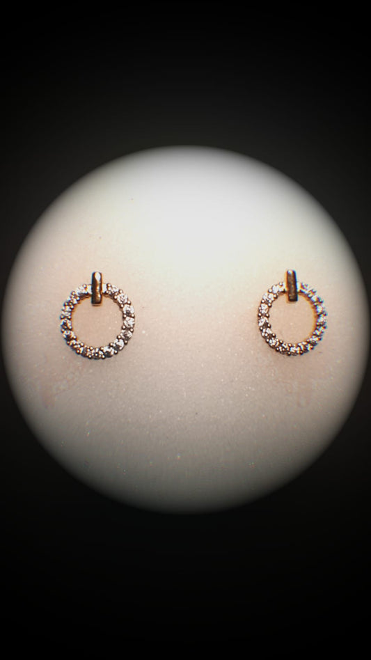 Casual Simple Style Round Square Wings Hollow Out Inlay Copper Zircon 18K Gold Plated Ear Studs